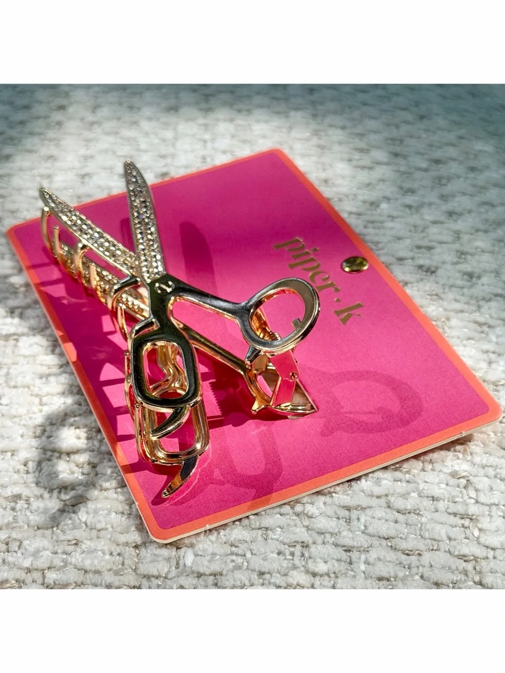 Piper K Scissors Hair Claw Clip Gold Tone Rhinestones Viral Hairdresser Gift NWT